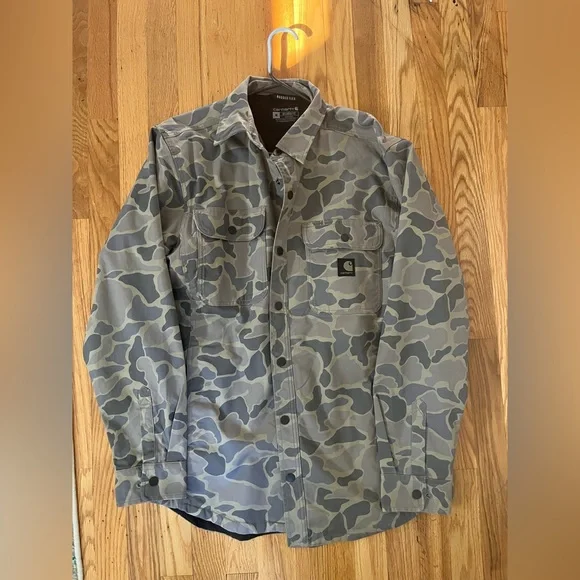 Carhartt RUGGED FLEX® RELAXED FIT CANVAS FLEECE-LINED SHIRT JACKET - Picture 2 of 6